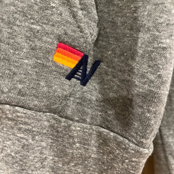 Aviator Nation Hoodie Gray Copilot Five Stripe Rainbow Full Zip Knit Jacket - Picture 2 of 9